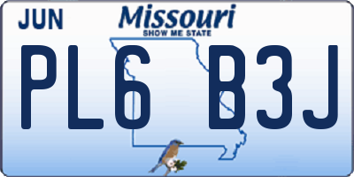 MO license plate PL6B3J
