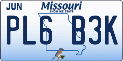 MO license plate PL6B3K