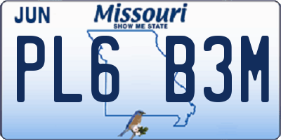 MO license plate PL6B3M
