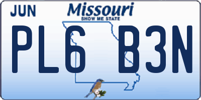 MO license plate PL6B3N