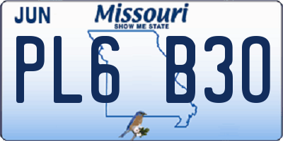 MO license plate PL6B3O