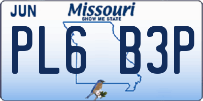 MO license plate PL6B3P