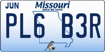MO license plate PL6B3R
