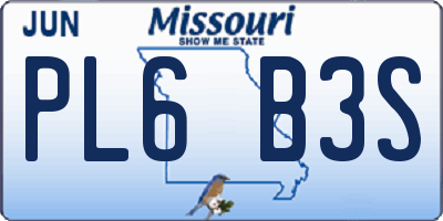 MO license plate PL6B3S