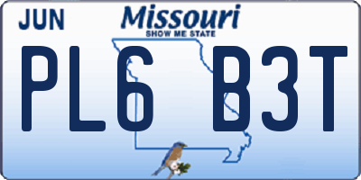 MO license plate PL6B3T