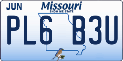 MO license plate PL6B3U