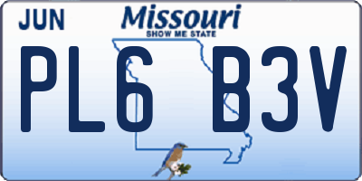 MO license plate PL6B3V