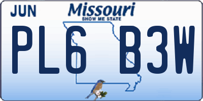 MO license plate PL6B3W