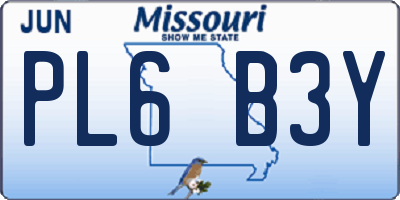 MO license plate PL6B3Y