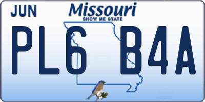 MO license plate PL6B4A