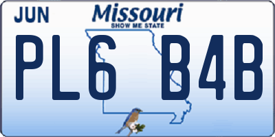 MO license plate PL6B4B
