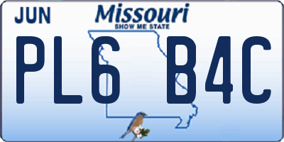 MO license plate PL6B4C