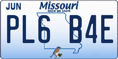 MO license plate PL6B4E