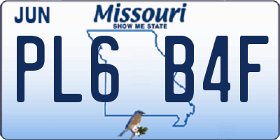 MO license plate PL6B4F