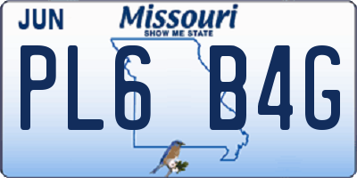 MO license plate PL6B4G