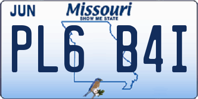 MO license plate PL6B4I