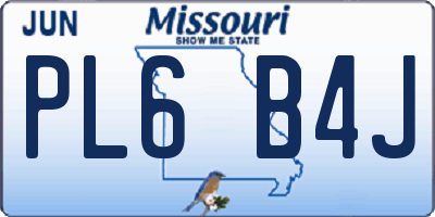 MO license plate PL6B4J