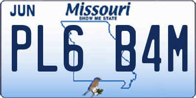 MO license plate PL6B4M