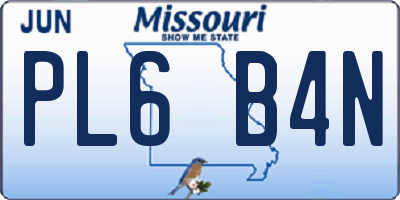 MO license plate PL6B4N
