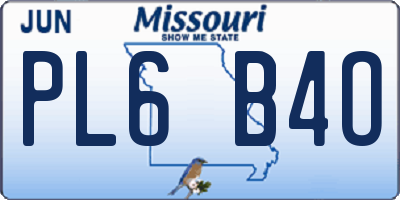 MO license plate PL6B4O