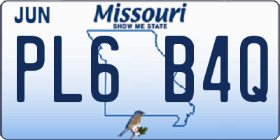 MO license plate PL6B4Q