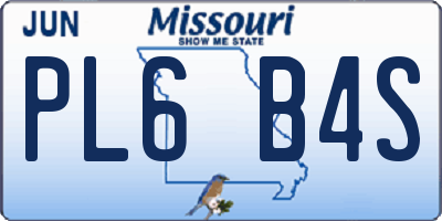 MO license plate PL6B4S