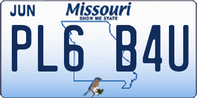 MO license plate PL6B4U