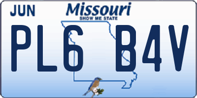 MO license plate PL6B4V