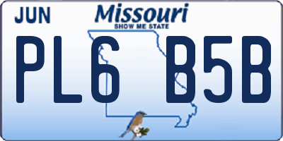 MO license plate PL6B5B