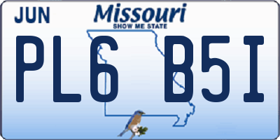 MO license plate PL6B5I