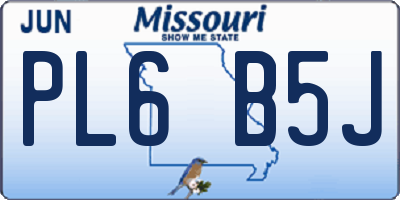 MO license plate PL6B5J