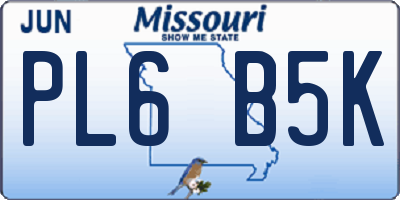 MO license plate PL6B5K