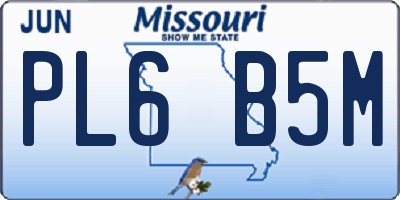 MO license plate PL6B5M