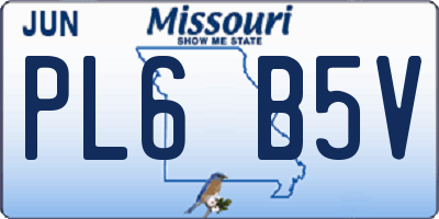 MO license plate PL6B5V