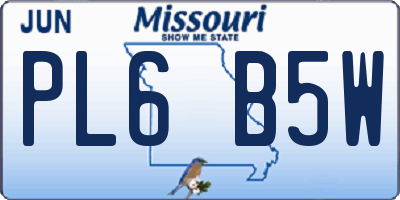 MO license plate PL6B5W