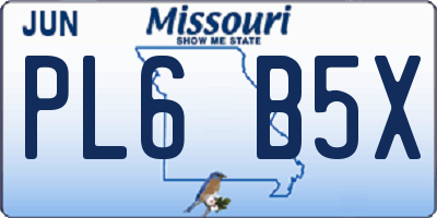 MO license plate PL6B5X