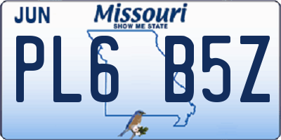 MO license plate PL6B5Z