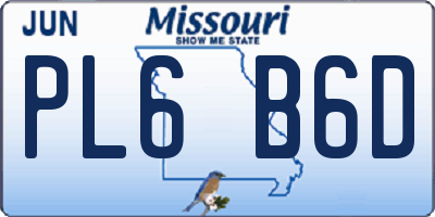 MO license plate PL6B6D