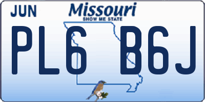 MO license plate PL6B6J