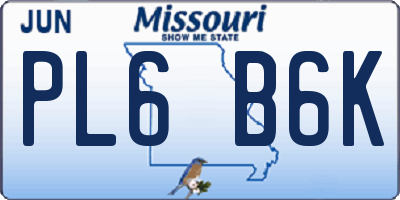 MO license plate PL6B6K