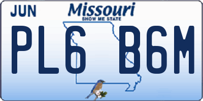 MO license plate PL6B6M