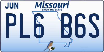MO license plate PL6B6S