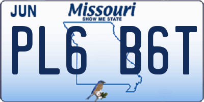 MO license plate PL6B6T