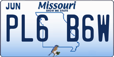 MO license plate PL6B6W