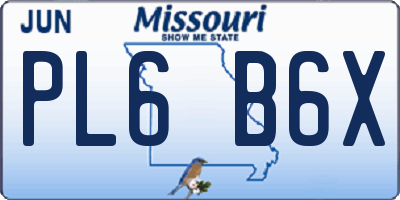 MO license plate PL6B6X