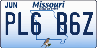 MO license plate PL6B6Z