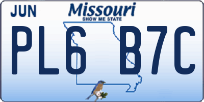 MO license plate PL6B7C