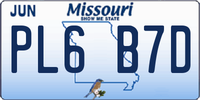MO license plate PL6B7D