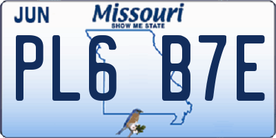 MO license plate PL6B7E