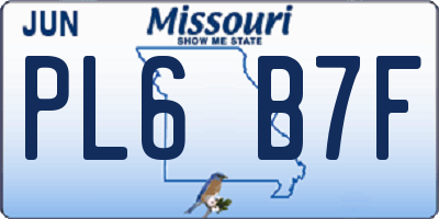 MO license plate PL6B7F